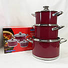 Набір каструль з нержавіючої сталі, Гарний набір каструль з антипригарним покриттям UR-79, фото 4