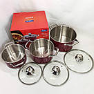Набір каструль з нержавіючої сталі, Гарний набір каструль з антипригарним покриттям UR-79, фото 7
