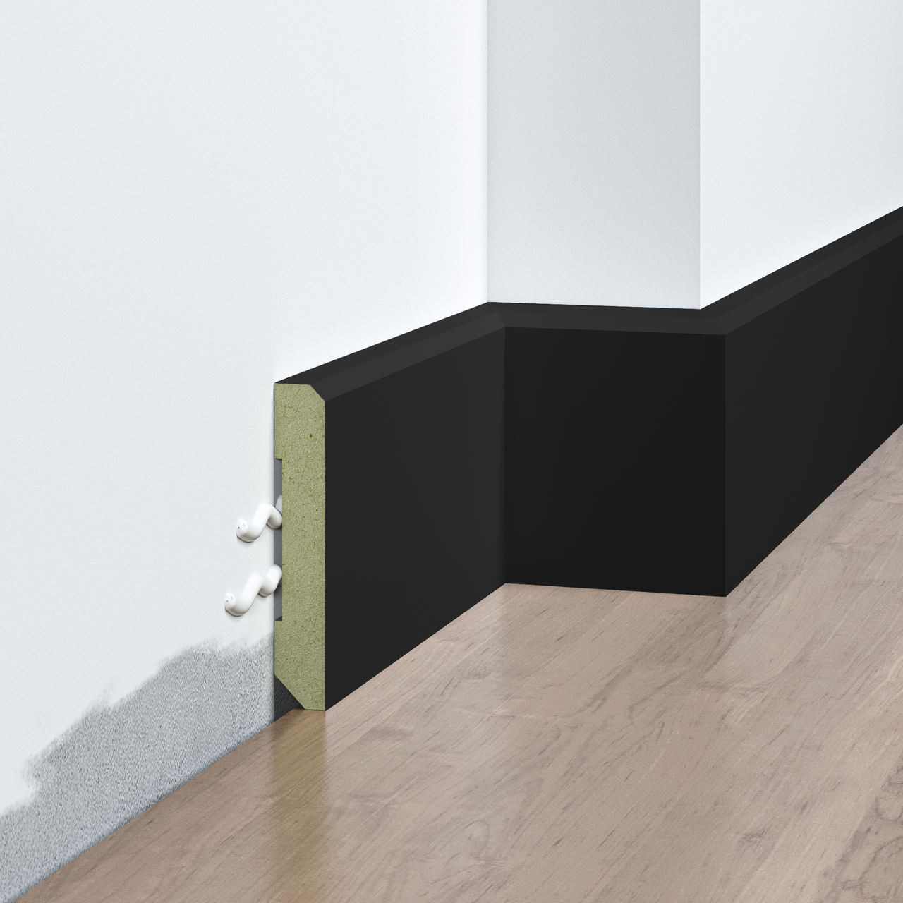 Плінтус накладний FSPRO 1060F3 МДФ 2,8 м Чорний (P.MDF1060F3B), фото 1