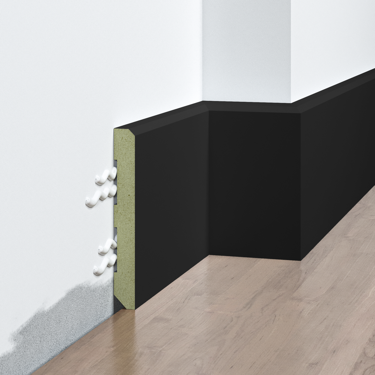 Плінтус накладний FSPRO 1080F3 МДФ 2,8 м Чорний (P.MDF1080F3B), фото 1