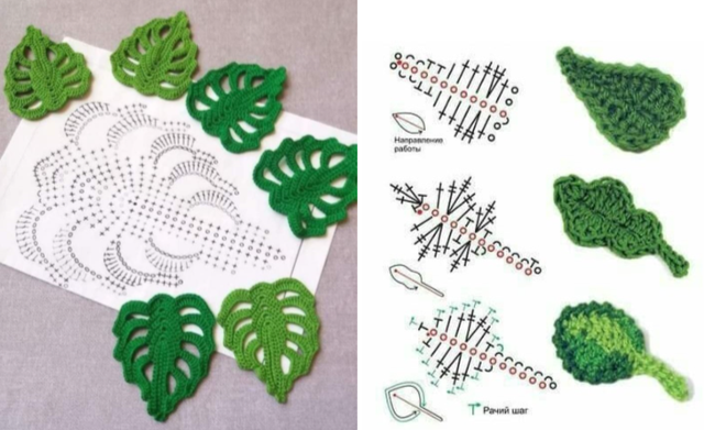 листочки гачком схема
