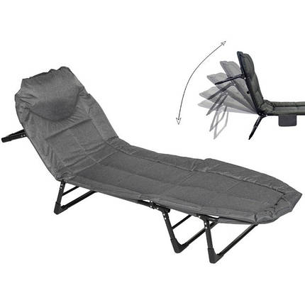 Шезлонг лежак ліжко розкладне Bonro B2002-4 темно-сірий, фото 1