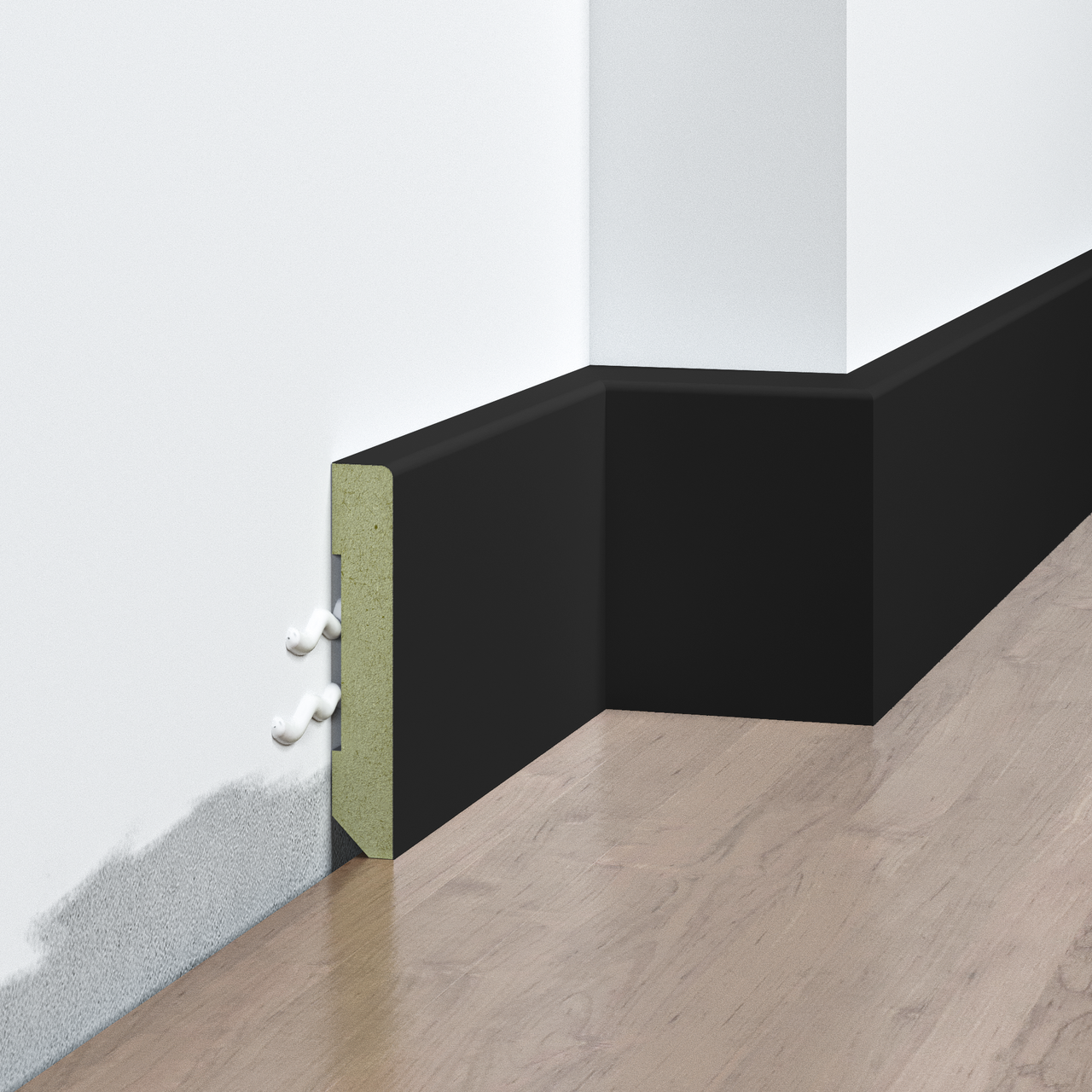 Плінтус накладний FSPRO 1060R2 МДФ 2,8 м Чорний (P.MDF1060R2B), фото 1