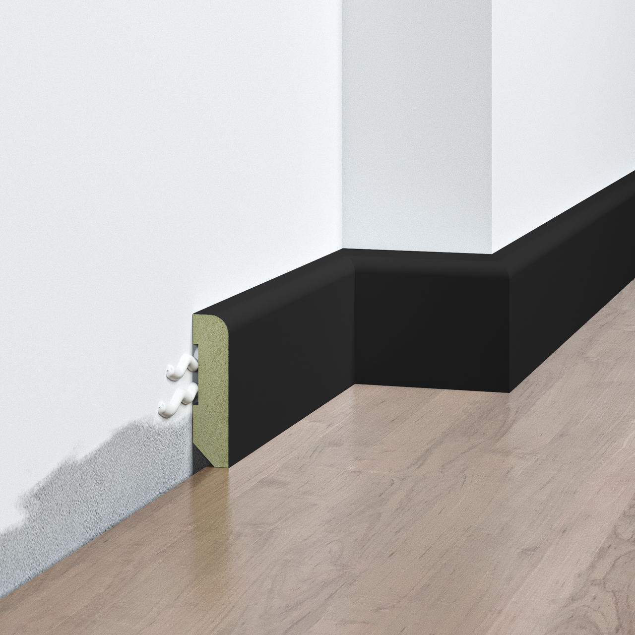 Плінтус накладний FSPRO 1040R5 МДФ 2,8 м Чорний (P.MDF1040R5B), фото 1