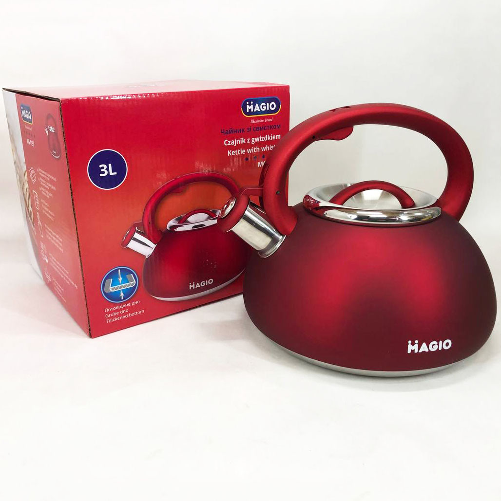 Чайник зі свистком нержавіюча сталь, Якісний металевий чайник зі свистком для електроплити UB-23, фото 1