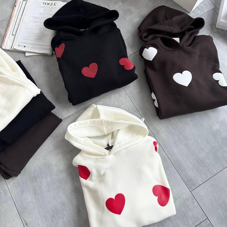 Костюм двійка (худі + штани) Модель: 1533-020 Колір: молочний, шоколад, чорний, фото 1