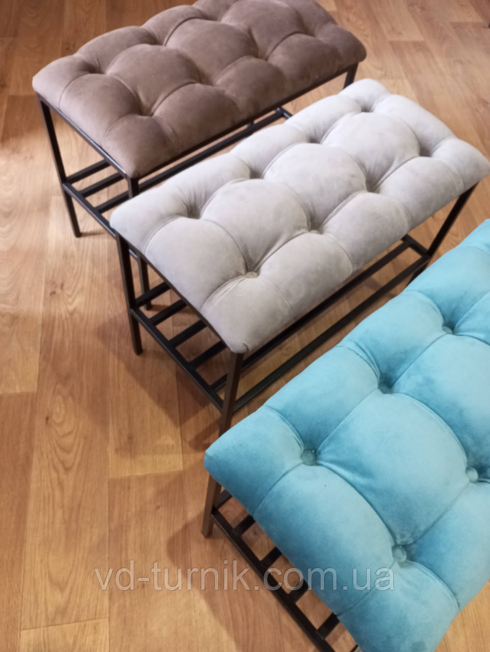 Банкетка у стилі Лофт з каретною стяжкою, фото 1