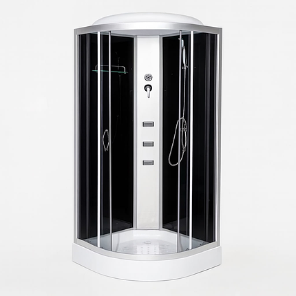 Душовий бокс 61 RC new 90x90х220 см на дрібному піддоні з гідромасажем тоноване скло розсувні двері, фото 1