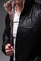 Куртка шкіряна зимова на хутрі чоловіча до -20°С Ra чорна