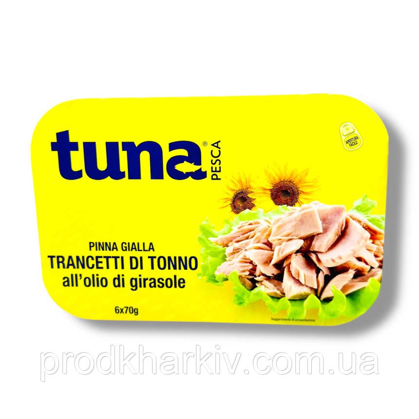 Тунець TUNA PESCA в соняшниковій олії tonno all olio di girasole 6x70г, фото 1