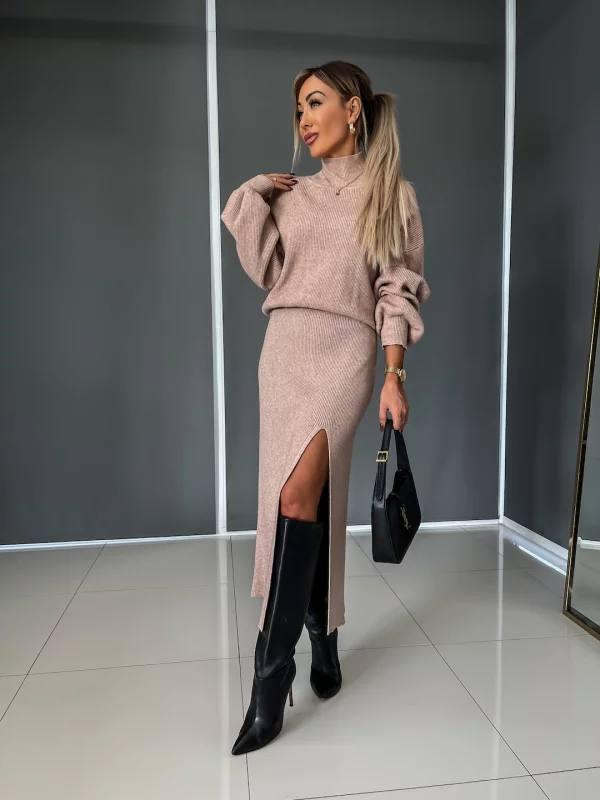 Костюм з ангори рубчик Модель: 1528-280 Колір: молоко, беж, фото 1