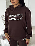 Утеплений спортивний жіночий костюм з начосом темно-коричневого кольору "Romantic Material", фото 4