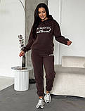 Утеплений спортивний жіночий костюм з начосом темно-сірого кольору "Romantic Material", фото 9