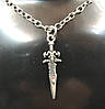 Сріблястий кулон некро меч із черепом ретро стиль Y2K ювелірний сплав ланцюжок нержавіюча сталь 304 Bow Star 2.3 см, фото 3