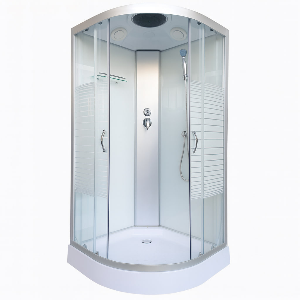 Душовий бокс 61 BF RC White Line 90х90х210 см на низькому піддоні скло прозоре з принтом