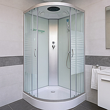 Душовий бокс 61 BF RC White Line 90х90х210 см на низькому піддоні скло прозоре з принтом, фото 2