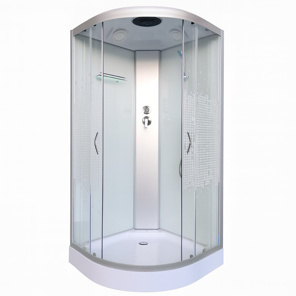 Душовий бокс 61 BF RC White Puzzle 90х90х210см на низькому піддоні скло матове з принтом