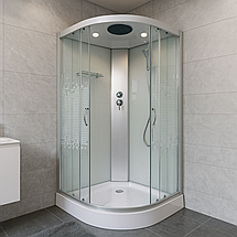 Душовий бокс 61 BF RC White Puzzle 90х90х210см на низькому піддоні скло матове з принтом, фото 2