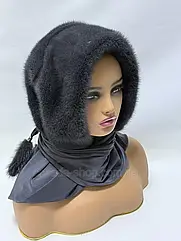 Жіноча хустка з норки, "Графіт"