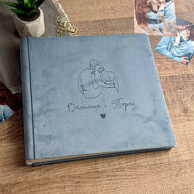 Фотоальбом весільний з велюру, Блакитний 33х33 см RM04-38