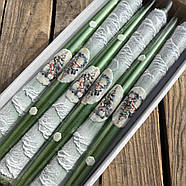 Свічки декоративні новорічні зелена 30 см, фото 3