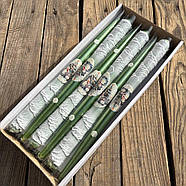 Свічки декоративні новорічні зелена 30 см, фото 4