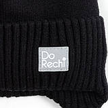 Дитяча зимова шапка з вушками на зав'язках, Вовна мериноса, колір Чорний, розмір 38, фото 2