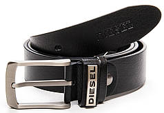 Ремінь чоловічий шкіряний чорний ширина 3,5 см модний DS-PR1071