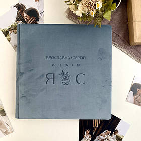 Сімейний фотоальбом з велюру, Блакитний 33х33 см RM04-39