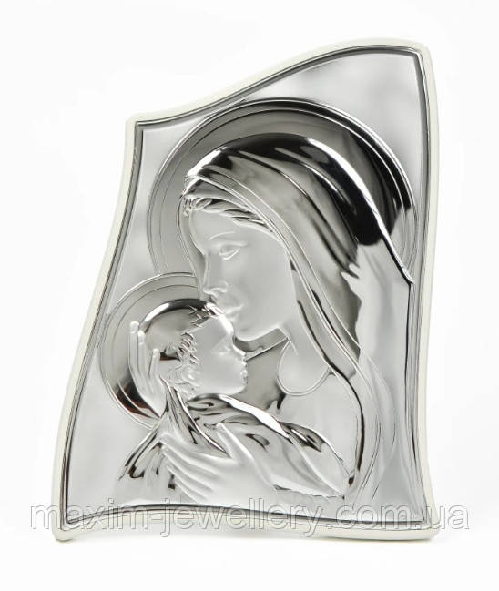 Срібна ікона "Богородиця з Ісусом" (22х16см), фото 1