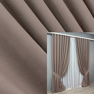 Комплект штор (2шт. 1,5х2,9м.) мікровелюр, колекція "Petek". Колір какао. Код 1825ш 33-0811