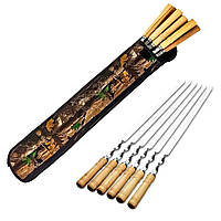 Набір нампурів 6 шт. з дерев'яною рукояткою у чохлі