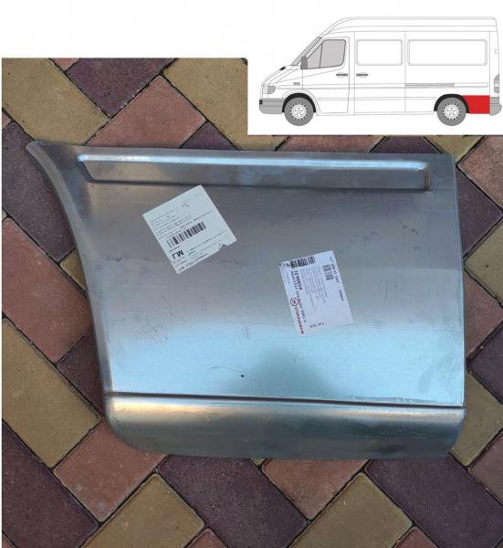 Поріг лівий задній за колесом середня база Mercedes Sprinter / VW LT (Мерседес Спринтер / Фольксваген ЛТ) 1995-2006, фото 1