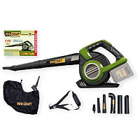 Повітродувка-пилосос акумуляторний 16300об/хв, пов. потік 76 м/с, насадки, мішок 45л без АКБ та ЗП Procraft