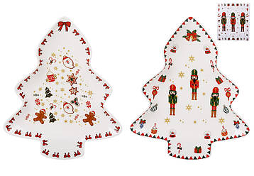 Блюдо порцелянове у формі ялинки 29*24*2.5см Christmas, 2 дизайну