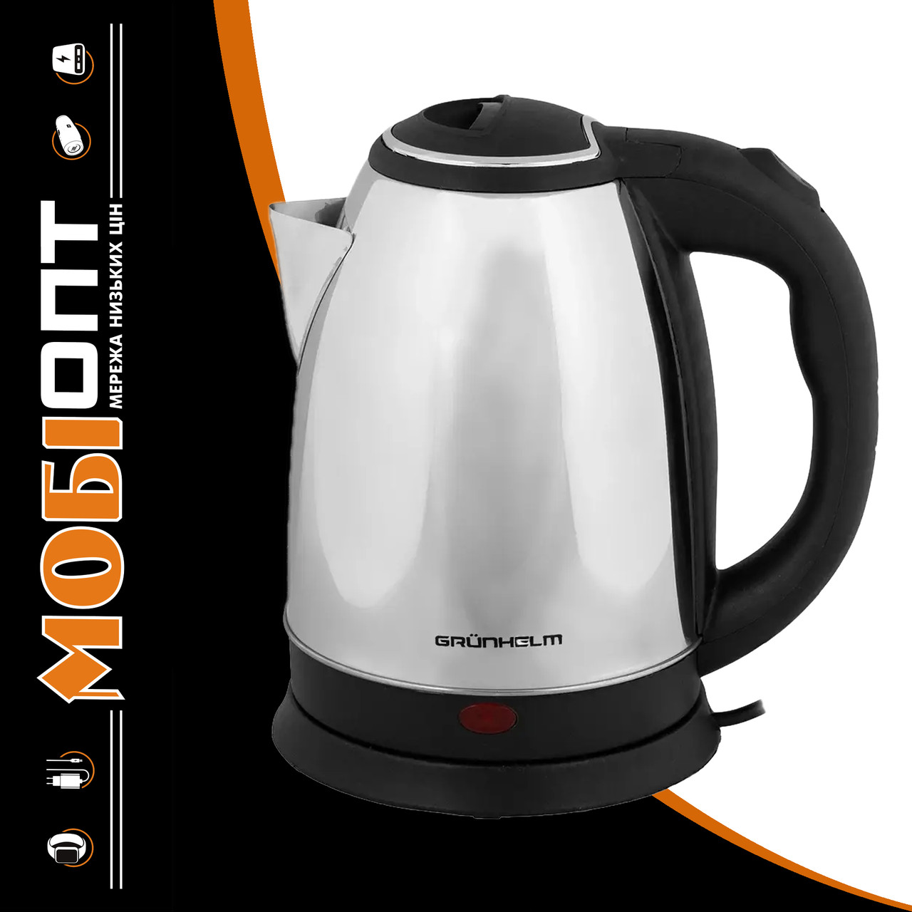 Електрочайник Grunhelm EKS-7518 Stainless steel/black UA