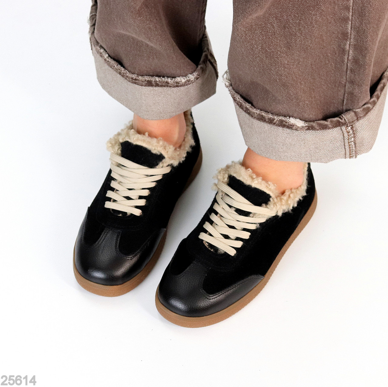 Шикарні чорні кросівки утеплені натуральна шкіра + замша, фото 1