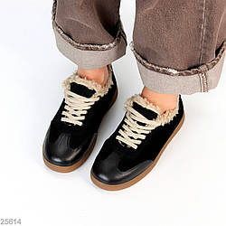 Шикарні чорні кросівки утеплені натуральна шкіра + замша