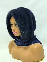 Жіноча хустка з норки, "Темно-Синя"