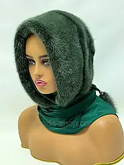 Жіноча хустка з норки, "Смарагдовий".