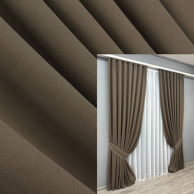 Комплект штор (2шт. 1,5х2,9м.) мікровелюр, колекція "Petek". Колір кавовий. Код 1831ш 33-0814