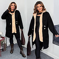 Кардиган пальто букле з трикотажною обманкою 3312