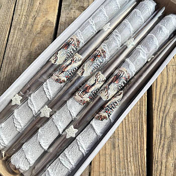 Свічки декоративні новорічні бронзове срібло 30 см