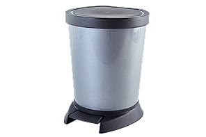 Відро з педаллю пластикове 10 л сіре "Алеана"