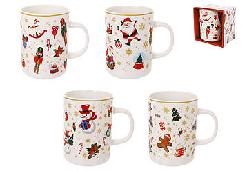 Кухоль порцеляновий 400мл Christmas, 4 дизайну
