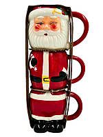 Набір чашок Santa, 3 шт, керамічні, 300 мл, святкові кухлі