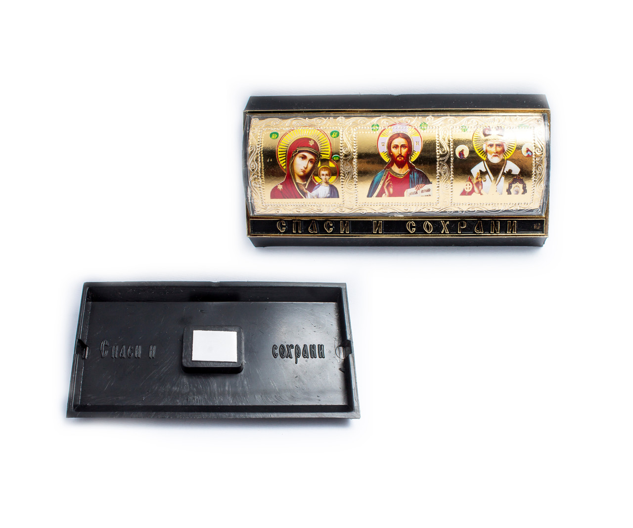 Іконка в машину з ликами Святих Спаси і Сохрани