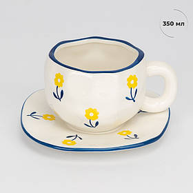 Чашка з блюдцем "Сонячна ромашка", 350 мл ELISEY