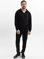 Чоловічий спортивний костюм легкий із двонитки в комплекті на блискавці кофта та штани чорний весна-осінь