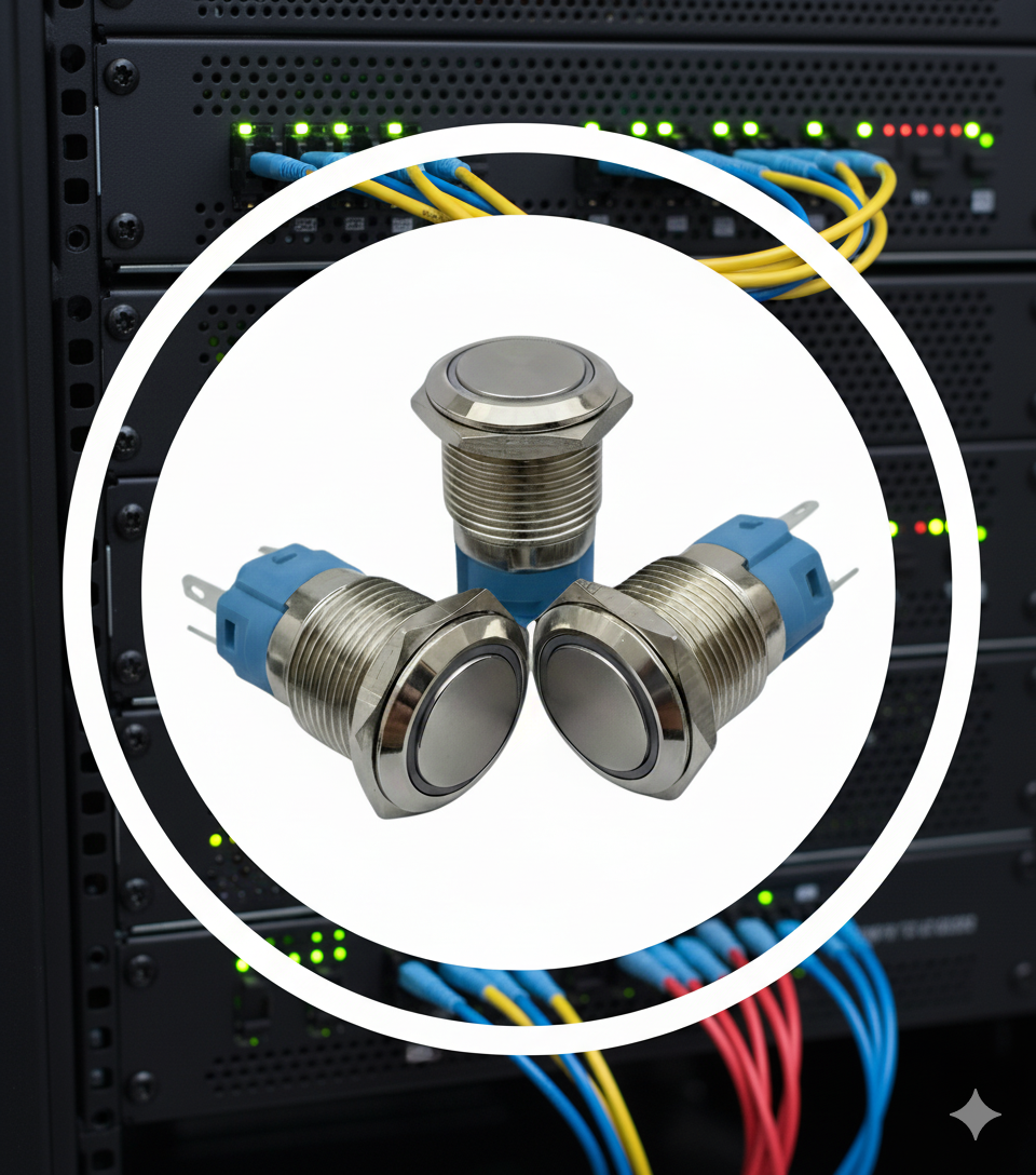 Кнопка антивандальна 19 мм 9-24 В із фіксацією з підсвічуванням білий LED 5pin, фото 1